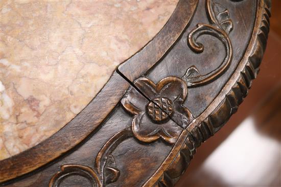 A Chinese hardwood marble top two tier table W.55cm